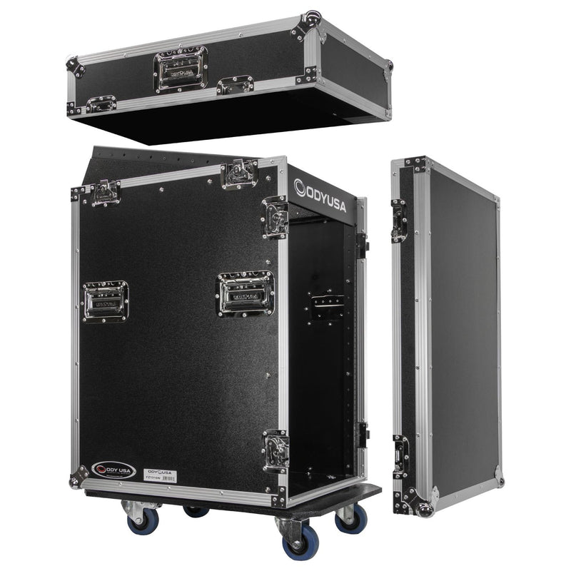 Odyssey FZ1316W - Rack combo vertical 16U incliné sur le dessus 13U avec roulettes