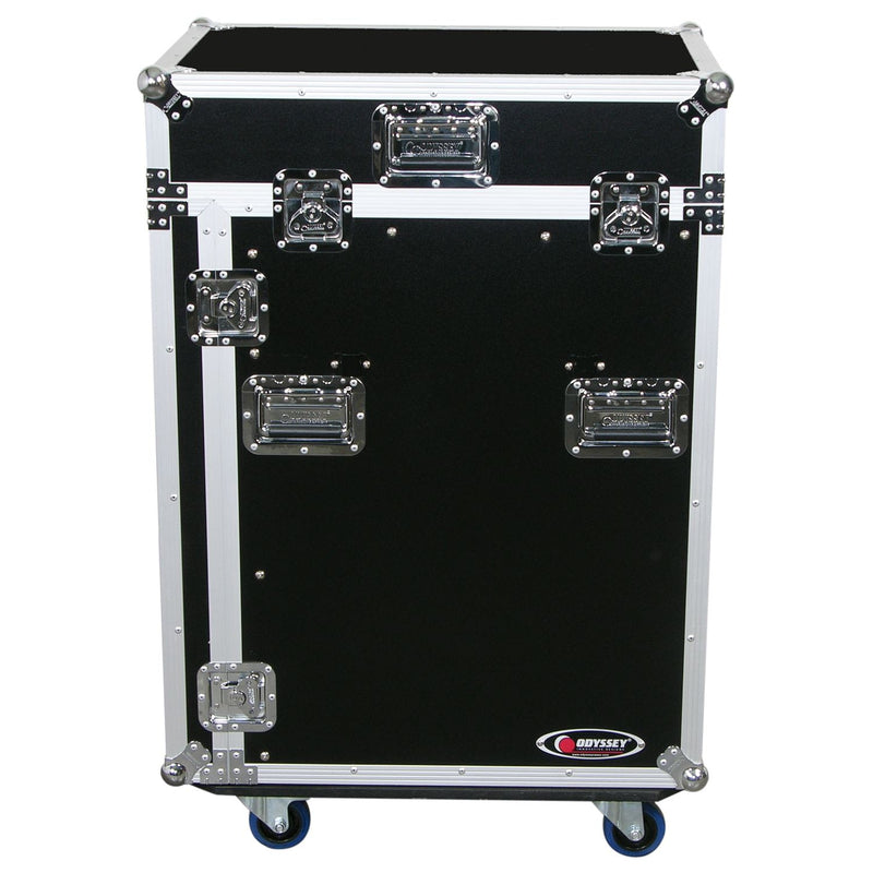 Odyssey FZ1316WDLX - Rack Combo Pro Deluxe 13U haut incliné 16U bas vertical avec table d'appoint et roulettes