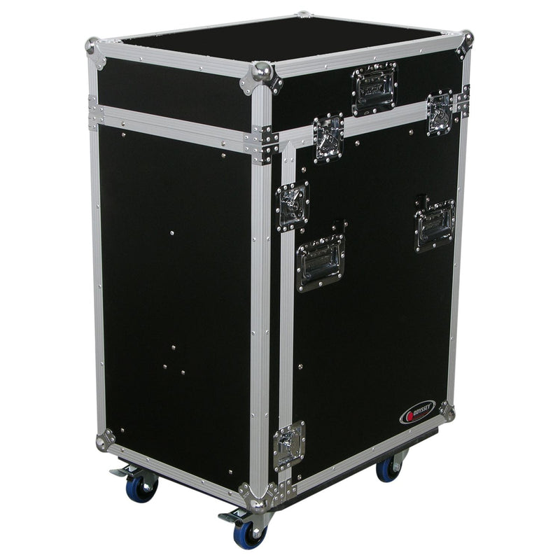 Odyssey FZ1316WDLX - Rack Combo Pro Deluxe 13U haut incliné 16U bas vertical avec table d'appoint et roulettes