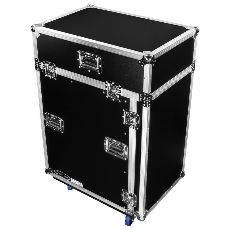 Odyssey FZ1416W - Rack combo vertical 16U incliné sur le dessus 14U avec roulettes