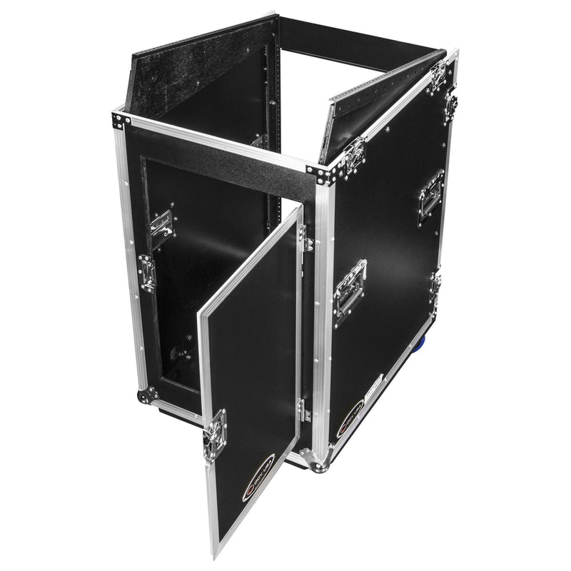 Odyssey FZ1416W - Rack combo vertical 16U incliné sur le dessus 14U avec roulettes