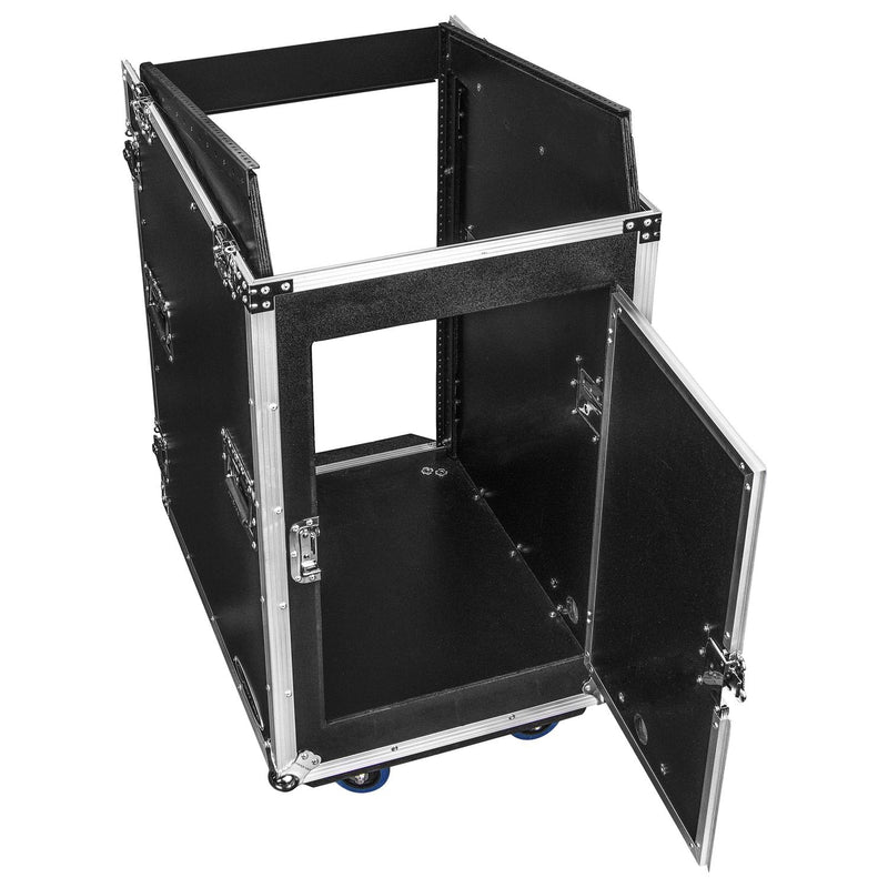 Odyssey FZ1416W - Rack combo vertical 16U incliné sur le dessus 14U avec roulettes