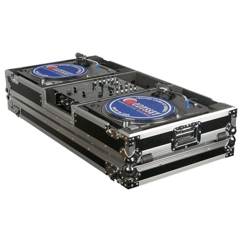 Odyssey FZBM10W Format DJ Mixer and Two Battle Position Turntables Flight Coffin Case - 10″