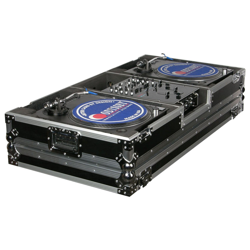 Odyssey FZBM10W Format DJ Mixer and Two Battle Position Turntables Flight Coffin Case - 10″