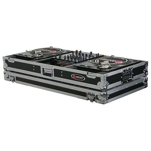 Odyssey FZBM12W Format DJ Mixer and Two Battle Position Turntables Flight Coffin Case - 12″