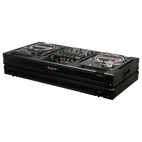 Odyssey FZBM12WBL Format DJ Mixer and Two Battle Position Turntables Flight Coffin Case - 12" (Black)