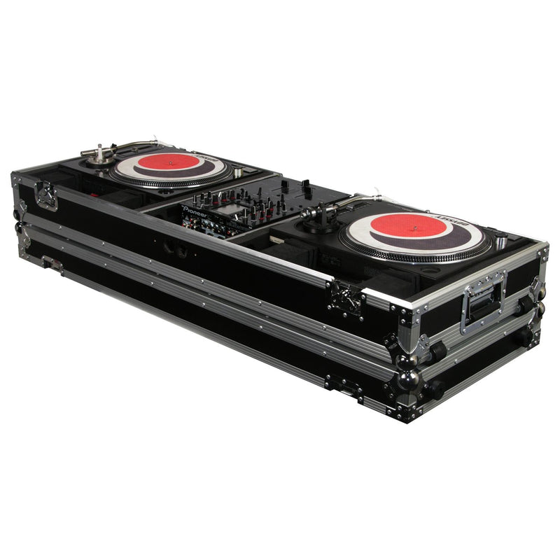 Odyssey FZDJ10W Format DJ Mixer et deux platines à position standard Flight Coffin Case avec roues - 10″
