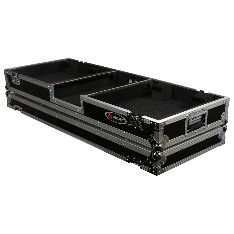 Odyssey FZDJ10W Format DJ Mixer and Two Standard Position Turntables Flight Coffin Case w/Wheels - 10″