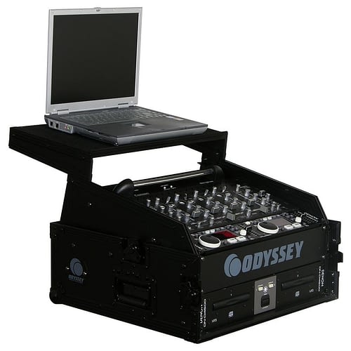 Odyssey FZGS1002BL 10U Top Slanted 2U Bottom Vertical Pro Combo Rack w/Glide Platform (Black)