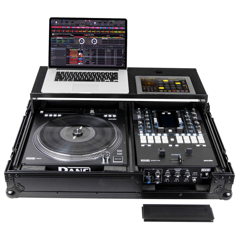 Odyssey FZGS1RA1272WBL Flight case compact réversible Rane Twelve et Rane Seventy/Seventy-Two Battle DJ Coffin avec plateforme Glide (Noir)