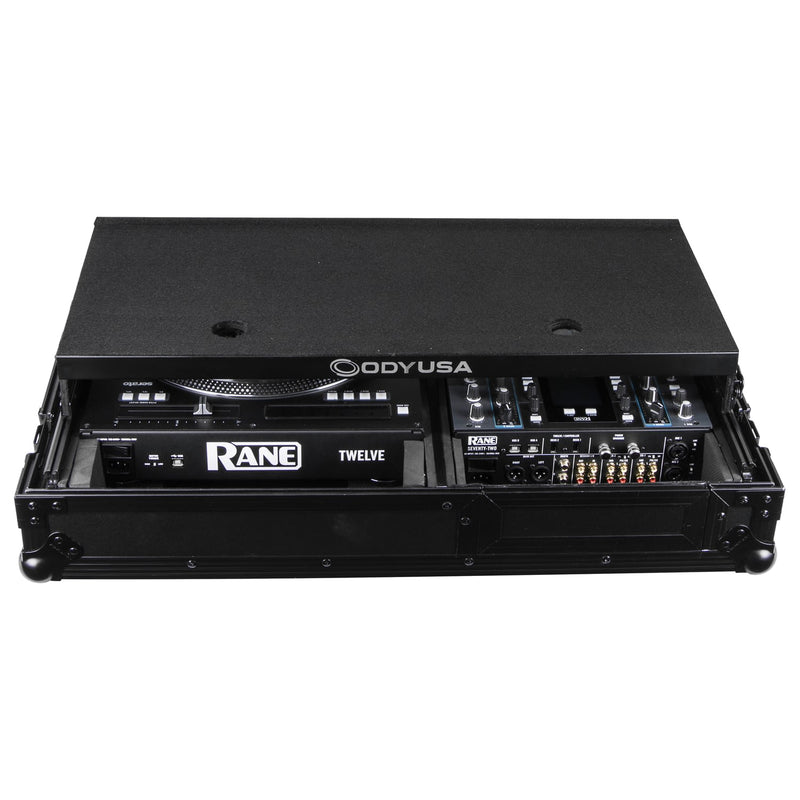 Odyssey FZGS1RA1272WBL Flight case compact réversible Rane Twelve et Rane Seventy/Seventy-Two Battle DJ Coffin avec plateforme Glide (Noir)