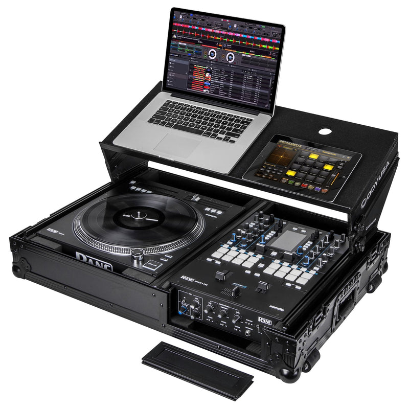 Odyssey FZGS1RA1272WBL Flight case compact réversible Rane Twelve et Rane Seventy/Seventy-Two Battle DJ Coffin avec plateforme Glide (Noir)