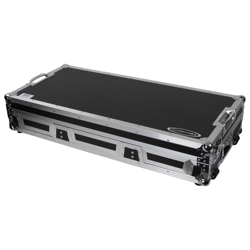 Odyssey FZGSL12CDJWR Low Profile Format DJ Mixer and Two Large Format Media Players Flight Coffin Case w/Wheels and Glide Platform - 12" (Black)