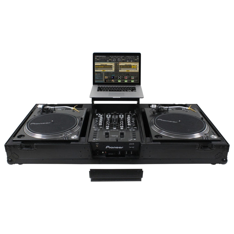 Odyssey FZGSLBM10WRBL Low Profile Format DJ Mixer and Two Battle Position Turntables Flight Coffin Case w/Wheels and Glide Platform - 10" (Black)