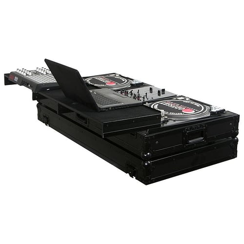 Odyssey FZGSPBM10WBL Table de mixage DJ au format universel et deux platines vinyles en position de combat avec plate-forme Full Glide – 25,4 cm (Noir)