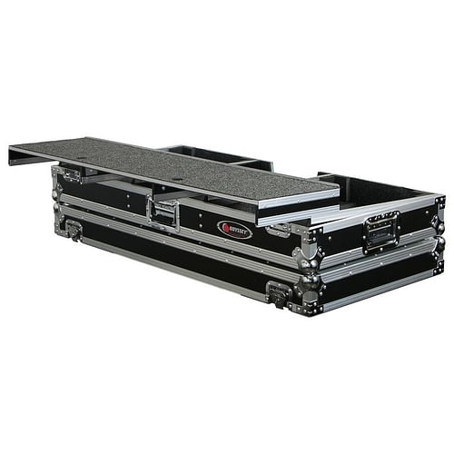 Odyssey FZGSPBM12W Table de mixage DJ au format universel et deux platines en position de combat Flight Coffin Case avec plate-forme Full Glide - 12″