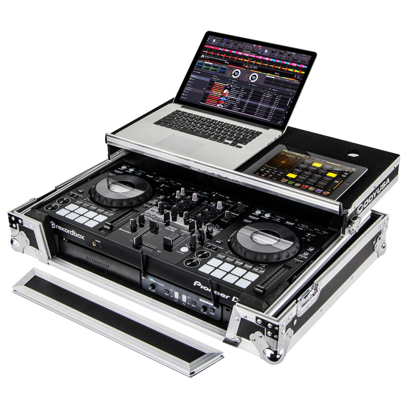 Odyssey FZGSPIDDJ8001 Pioneer DDJ-800 Flight Case avec espace rack 1U inférieur et plate-forme coulissante