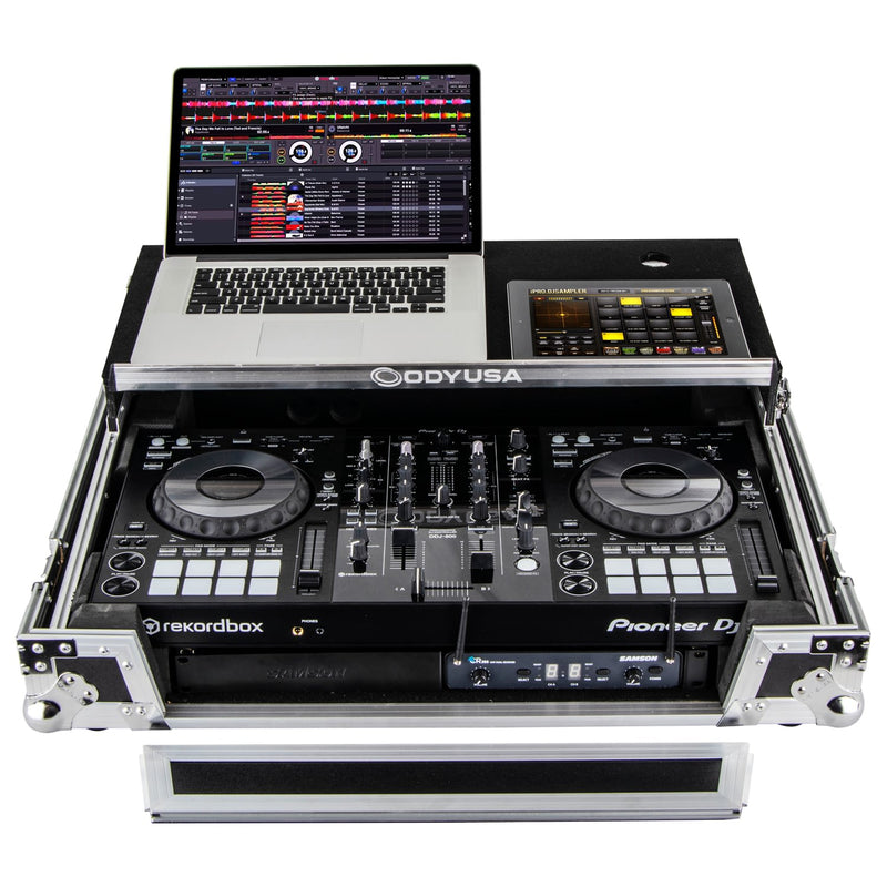 Odyssey FZGSPIDDJ8001 Pioneer DDJ-800 Flight Case avec espace rack 1U inférieur et plate-forme coulissante