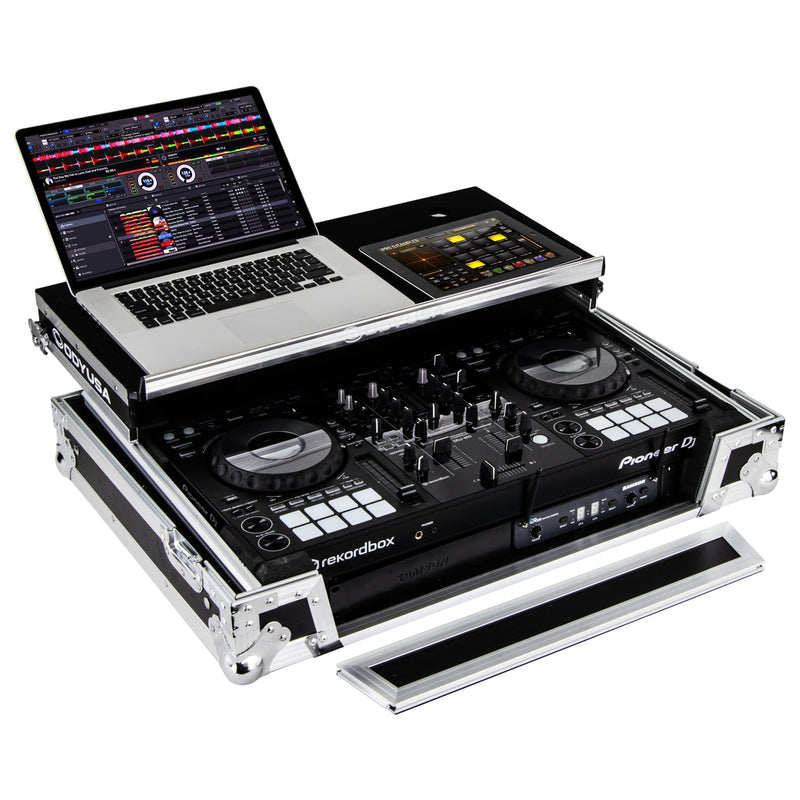 Odyssey FZGSPIDDJ8001 Pioneer DDJ-800 Flight Case avec espace rack 1U inférieur et plate-forme coulissante