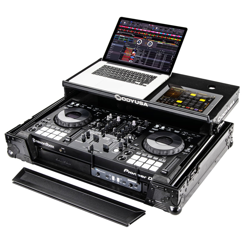 Odyssey FZGSPIXDJRR1BL Pioneer XDJ-RR Bottom 1U Rack Space Flight Case avec plateforme Glide (Noir)