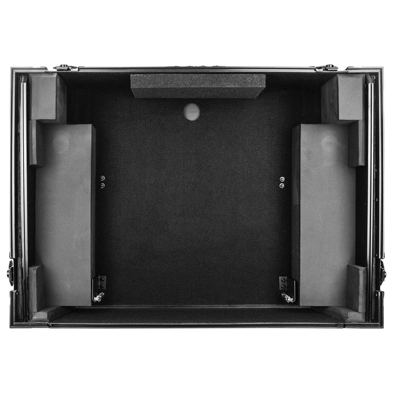 Odyssey FZGSPRIME4W2BL Denon Prime 4 Flight Case noir avec plate-forme brevetée Glide pour ordinateur portable et espace rack 2U