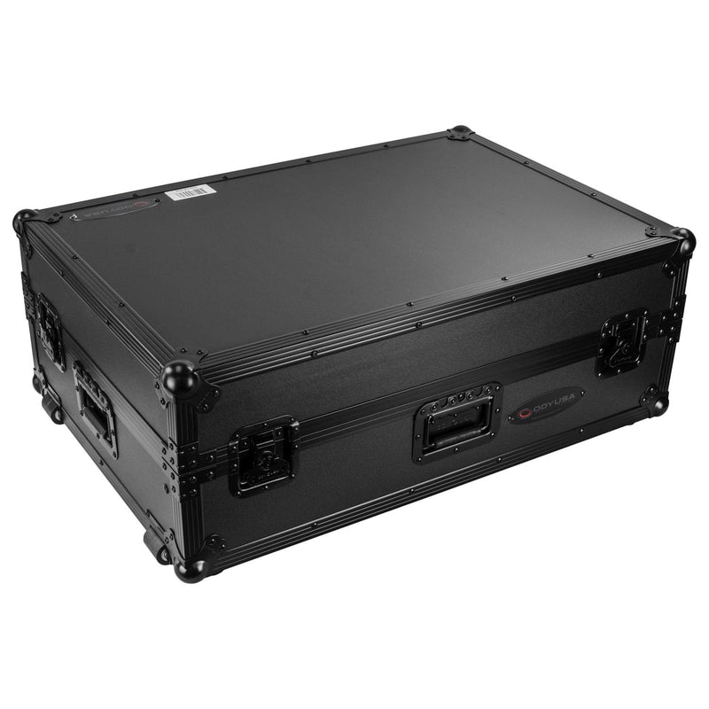 Odyssey FZGSPRIME4W2BL Denon Prime 4 Black Flight Case w/Patented Glide Laptop Platform and 2U Rack Space