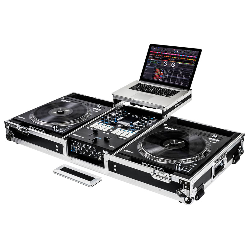 Odyssey FZGSRANE1272W Low Profile Rane Twelve et Rane Seventy/Seventy-Two Coffin Flight Case avec plateforme coulissante