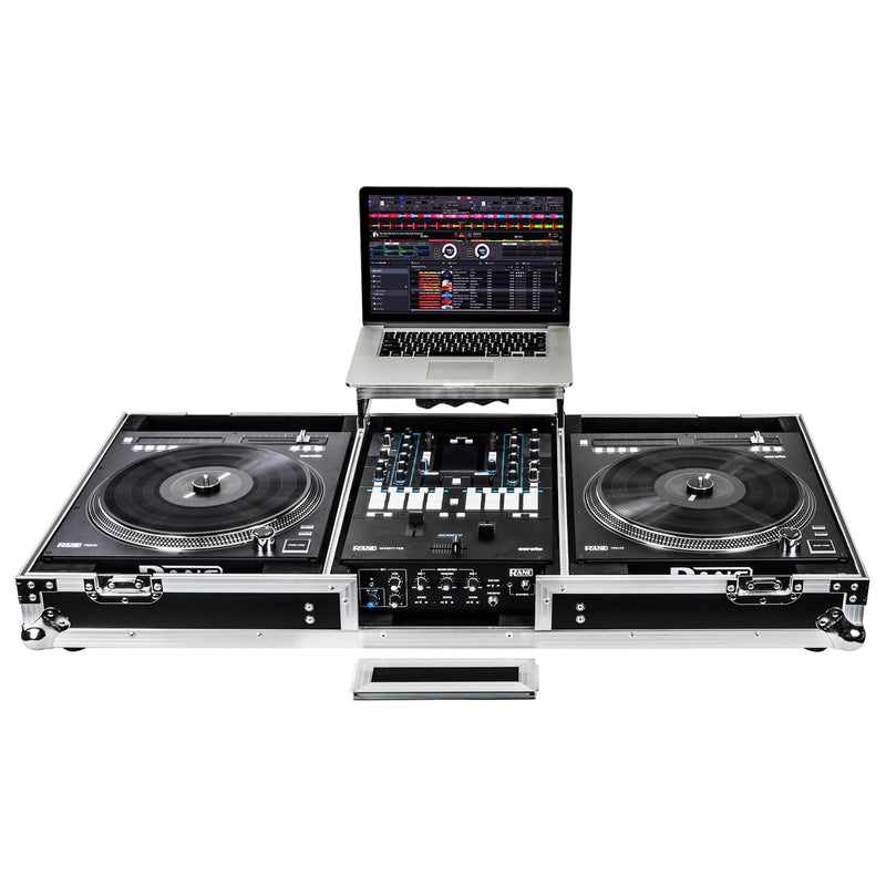 Odyssey FZGSRANE1272W Low Profile Rane Twelve et Rane Seventy/Seventy-Two Coffin Flight Case avec plateforme coulissante