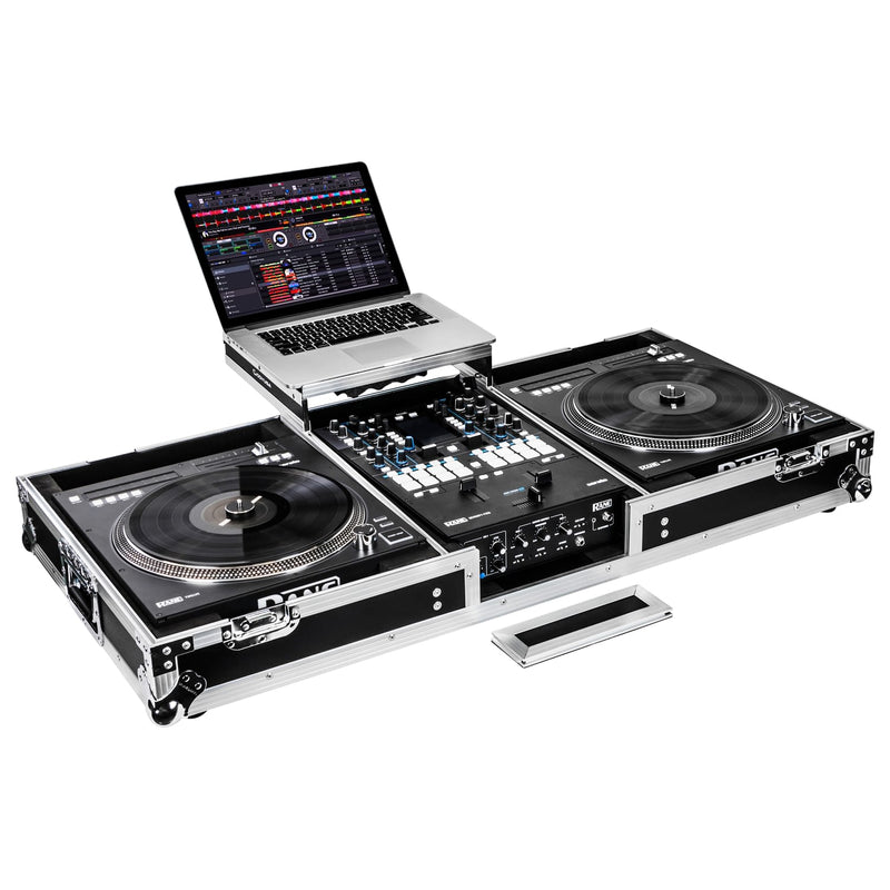 Odyssey FZGSRANE1272W Low Profile Rane Twelve et Rane Seventy/Seventy-Two Coffin Flight Case avec plateforme coulissante