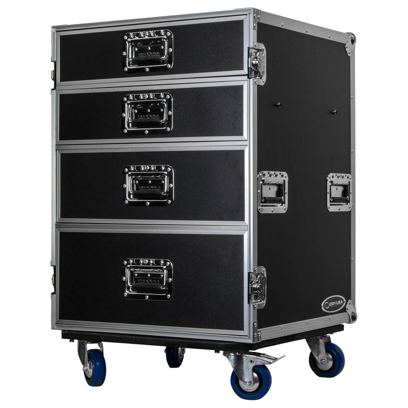 Odyssey FZWB4WDLX - Flight-case de luxe à quatre tiroirs avec roulettes et table d'appoint