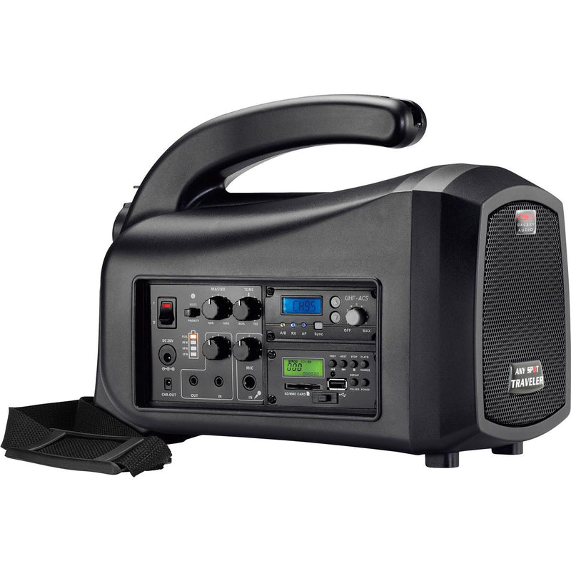 Galaxy Audio TV5X Traveler Système de haut-parleurs de sonorisation portable sans fil avec récepteur UHF, microphone casque et émetteur Body Pack