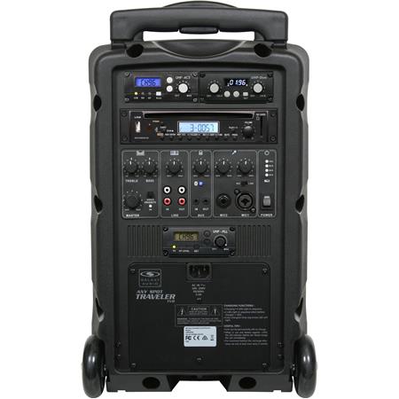 Galaxy Audio Any Spot Traveler TV8 Système PA portable 120W 120W avec émetteur de liaison audio RM-CD CD / MP3 / AS-TV8TX Transmetteur / TV5-REC récepteur UHF / TVMBP BodyPack Transmetteur et HS-U3BK Microphone - 8 "