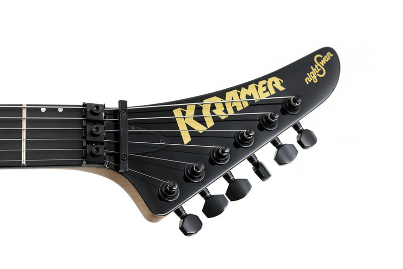 Kramer KNSBBPBF Nightswan Guitare électrique avec Seymour Duncan Humbuckers - Noir/Bleu à pois