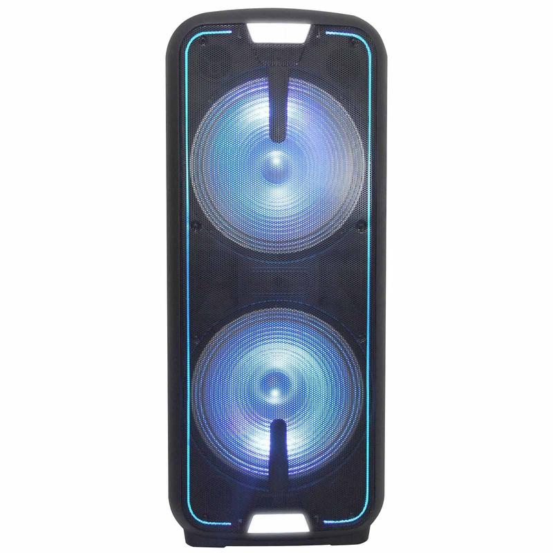 Gemini GSX-L2515BTB Portable Dual 15" Bluetooth Rechargeable Party Speaker with LED Lightshow