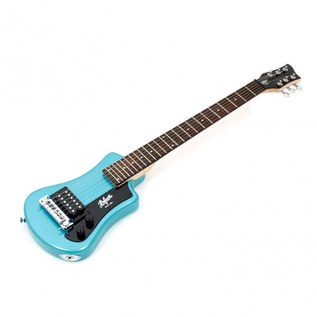 Hofner SHORTY Guitare électrique avec 1 micro Humbucker livrée avec housse de transport – Bleu