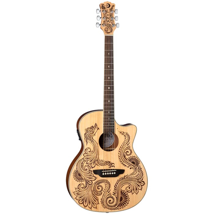 Guitare électro-acoustique Luna HENNA-DRAGON en épicéa - Naturel satiné