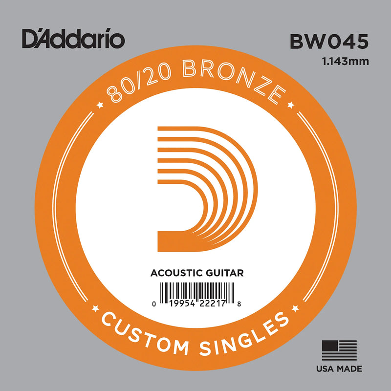 D'Addario BW045 BRONZE BLAINE GUITARE ACUSTIQUE Single String .045