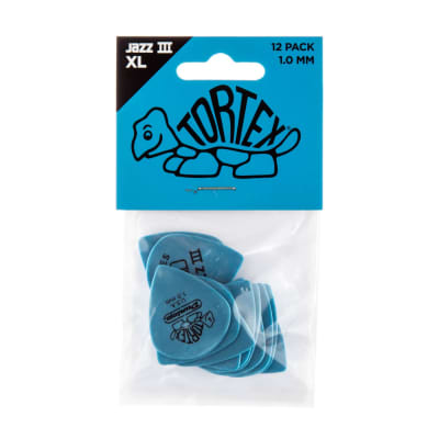 Dunlop 498P1.0 Tortex® Jazz III XL, bleu, 1,0 mm, paquet de 12/joueurs