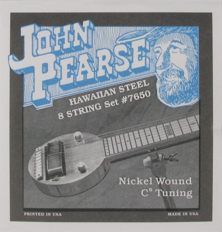 John Pearse JP7650 Cordes pour guitare hawaïenne Lap Steel à 8 cordes en nickel - Tuning C6
