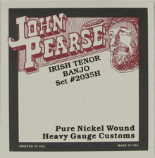 John Pearse JP2035 Pure Nickel Wound Irish Tenor 4-String Banjo Strings - Heavy Gauge Customs