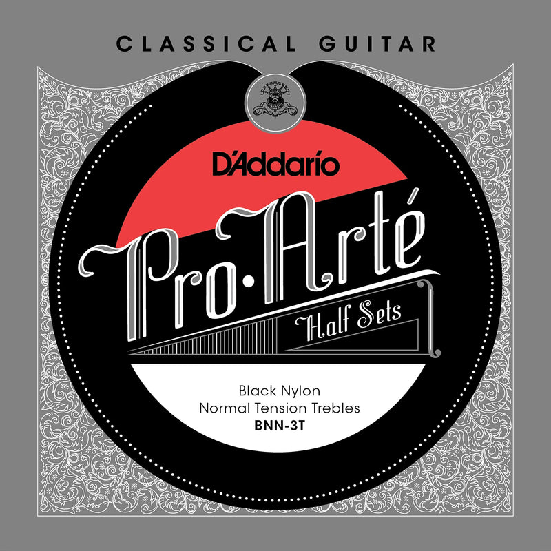 D'Addario BNN-3T Pro-Arte Nylon Black Nylon Guitare à moitié tension normale Tension