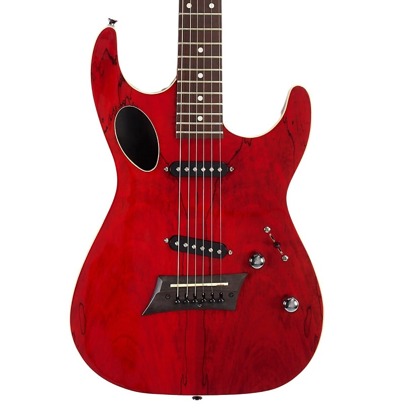 Michael Kelly MK60HTRMRC Guitare électrique hybride semi-creuse à 60 ports - Rouge transparent