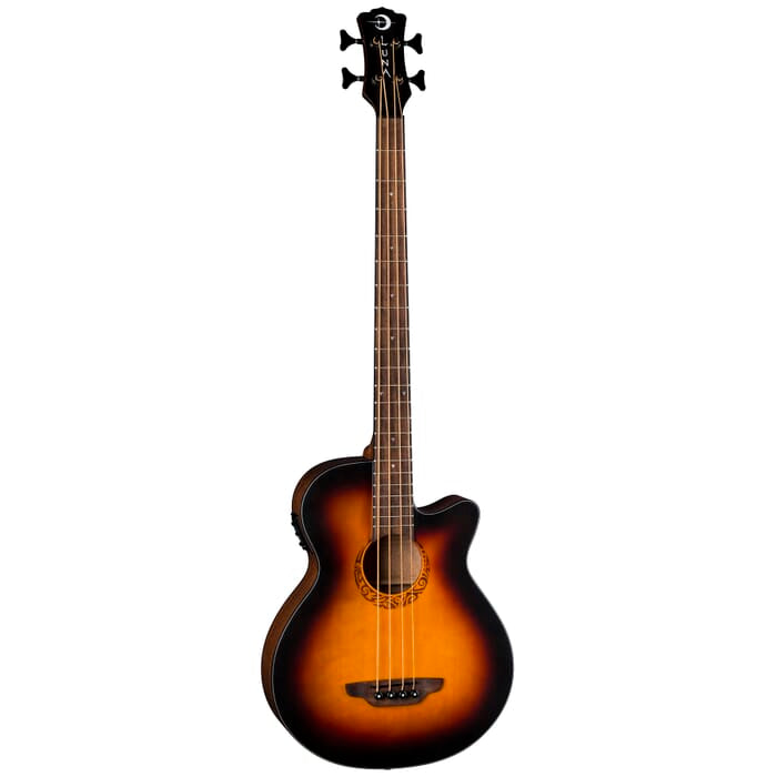 Luna LAB 34 TRIBAL TSB Tribal Acoustic/Electric Bass Guitar (Tobacco Sunburst Satin)