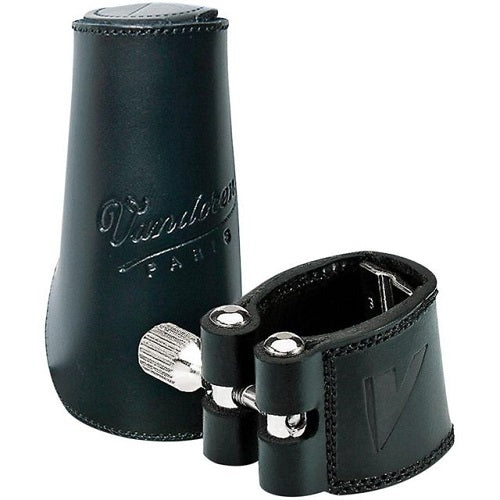 Vandoren LC26L Leather Ligature and Leather Cap for Soprano Sax with 3 Interchangeable Pressure Plates - Red One Music