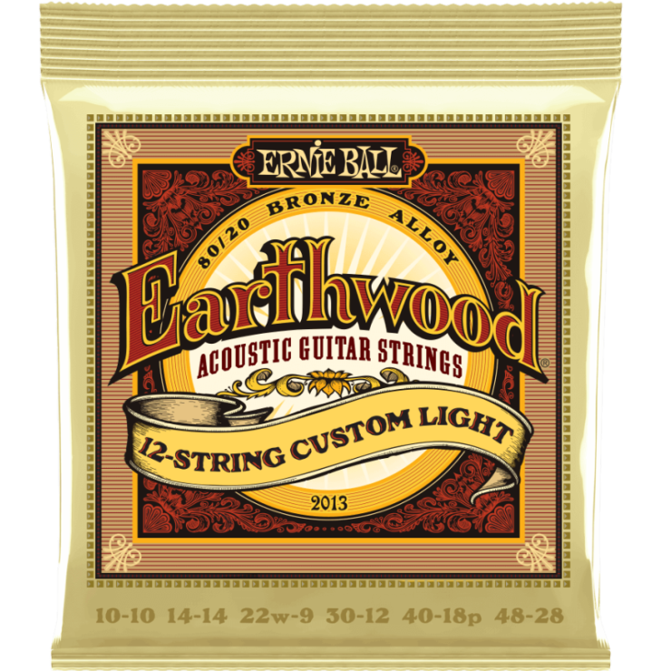 Ernie Ball 2013EB Earthwood Custom Light 80/20 12-String Acoustic Guitar Strings - 10-48