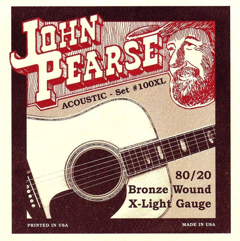 John Pearse JP100XL 80/20 Bronze Acoustic Guitar Strings Extra light 10-47
