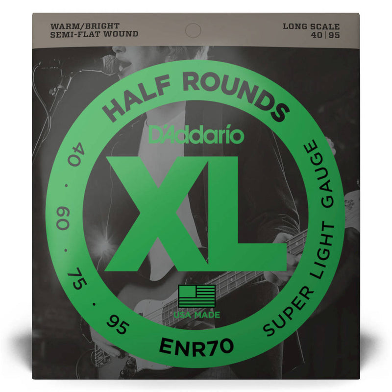 D'Addario ENR70 XL Half Rounds Bass Guitar Strings Super Light/Long 40-95