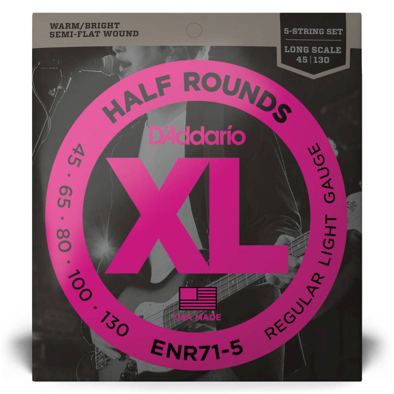D'Addario ENR71-5 XL Half Rounds Bass Guitar Strings 5-String