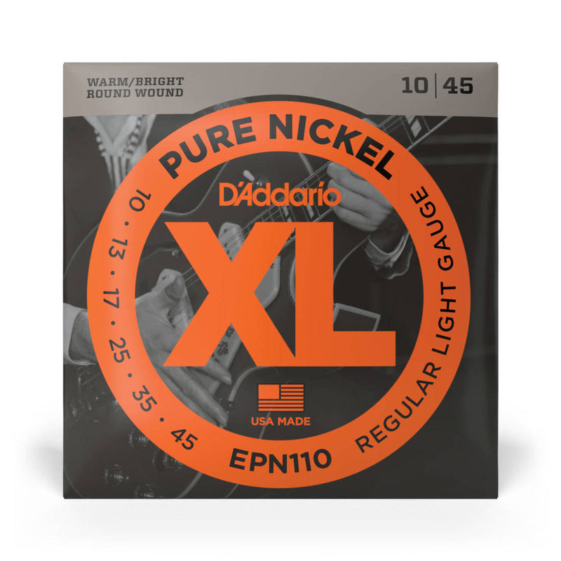 D'Addario EPN110 EPN Pure Nickel Round Wound Electric Guitar Strings Light 10-45