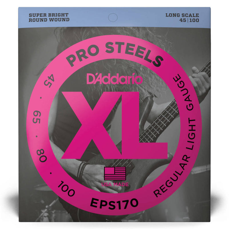 D'Addario EPS170 XL ProSteels Electric Bass Guitar Strings Long Scale 45-100
